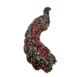 Vintage Fabric Felt & Sequin Large Peacock Brooch (A3455)